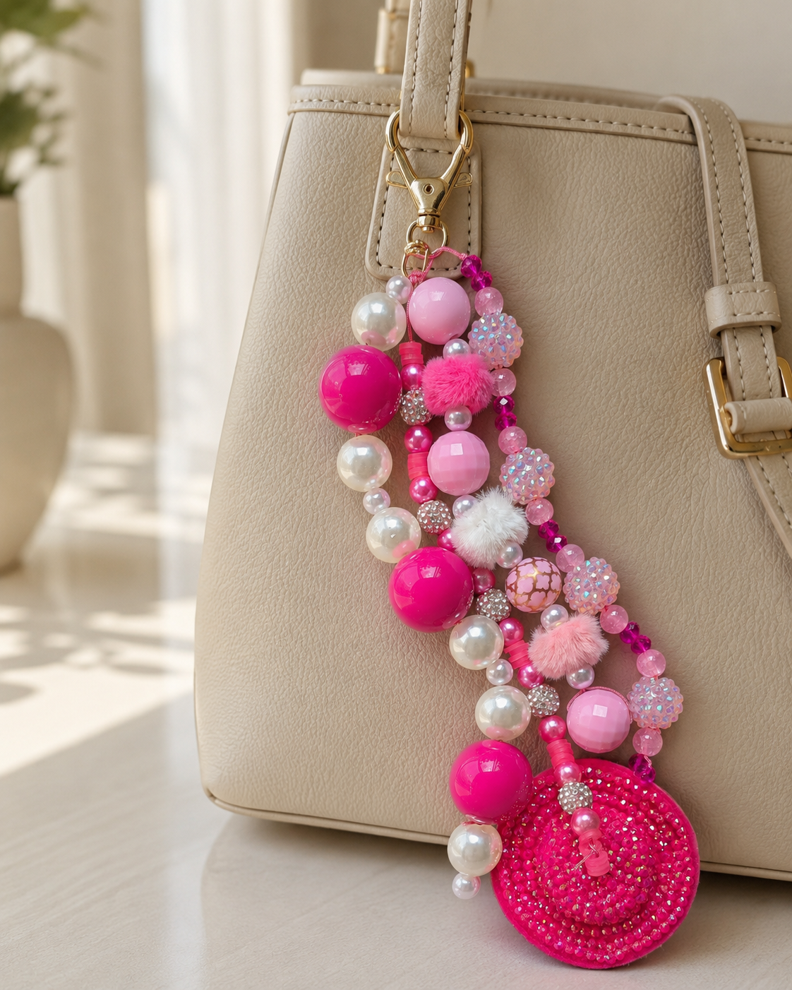 Bubble Gum Pink Monochrome Bag Charm