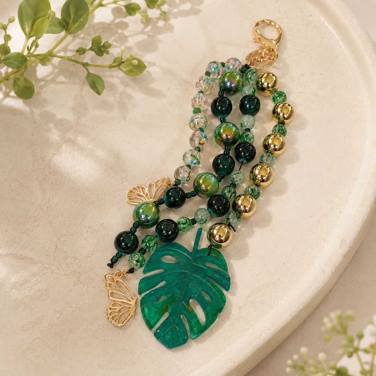 Emerald Garden Monstera Bag Charm