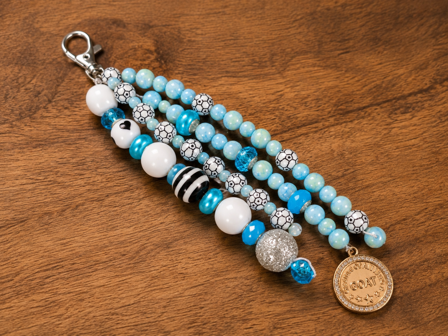 Argentina-Inspired GOAT Soccer Beaded Bag Charm