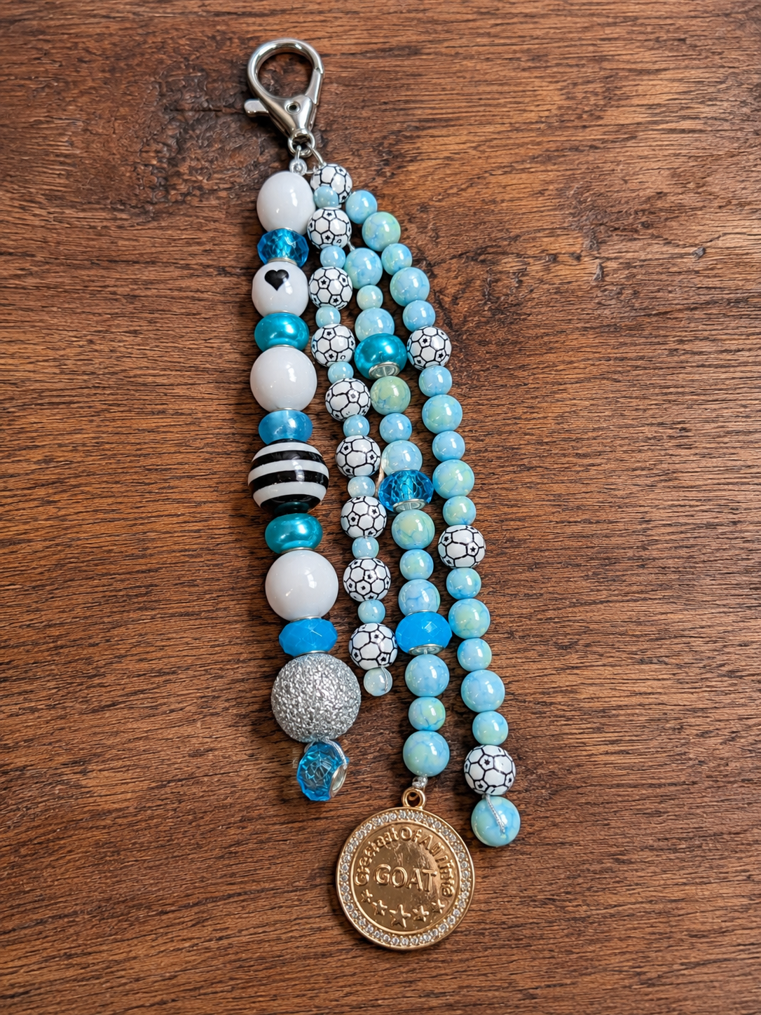 Argentina-Inspired GOAT Soccer Beaded Bag Charm