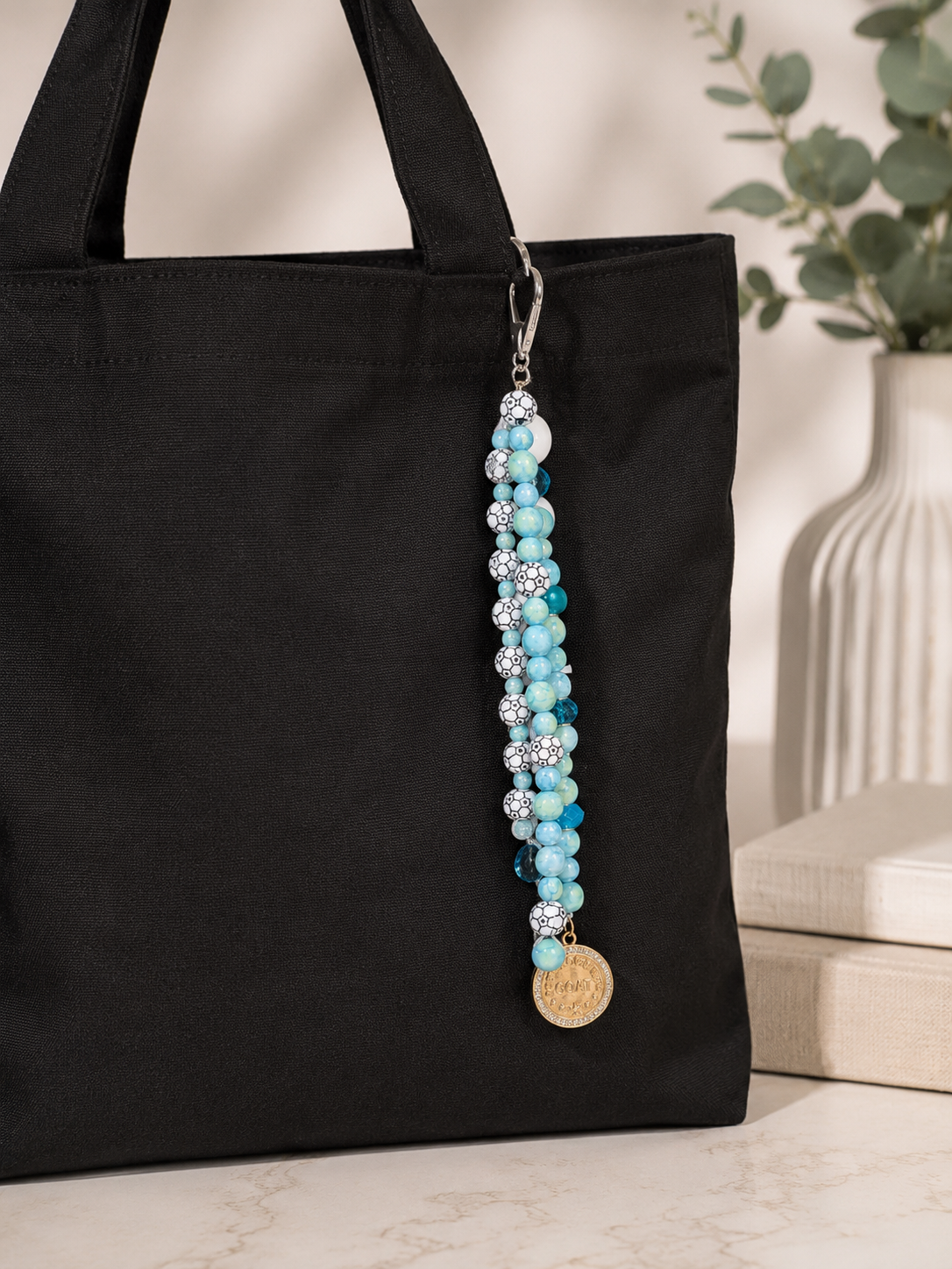 Argentina-Inspired GOAT Soccer Beaded Bag Charm