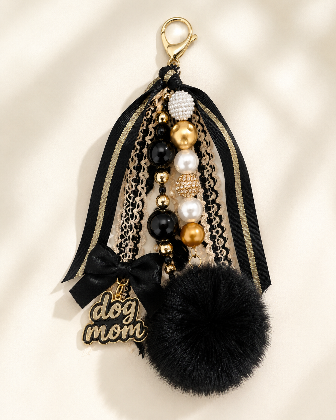 Black & Gold Dog Mom Bag Charm
