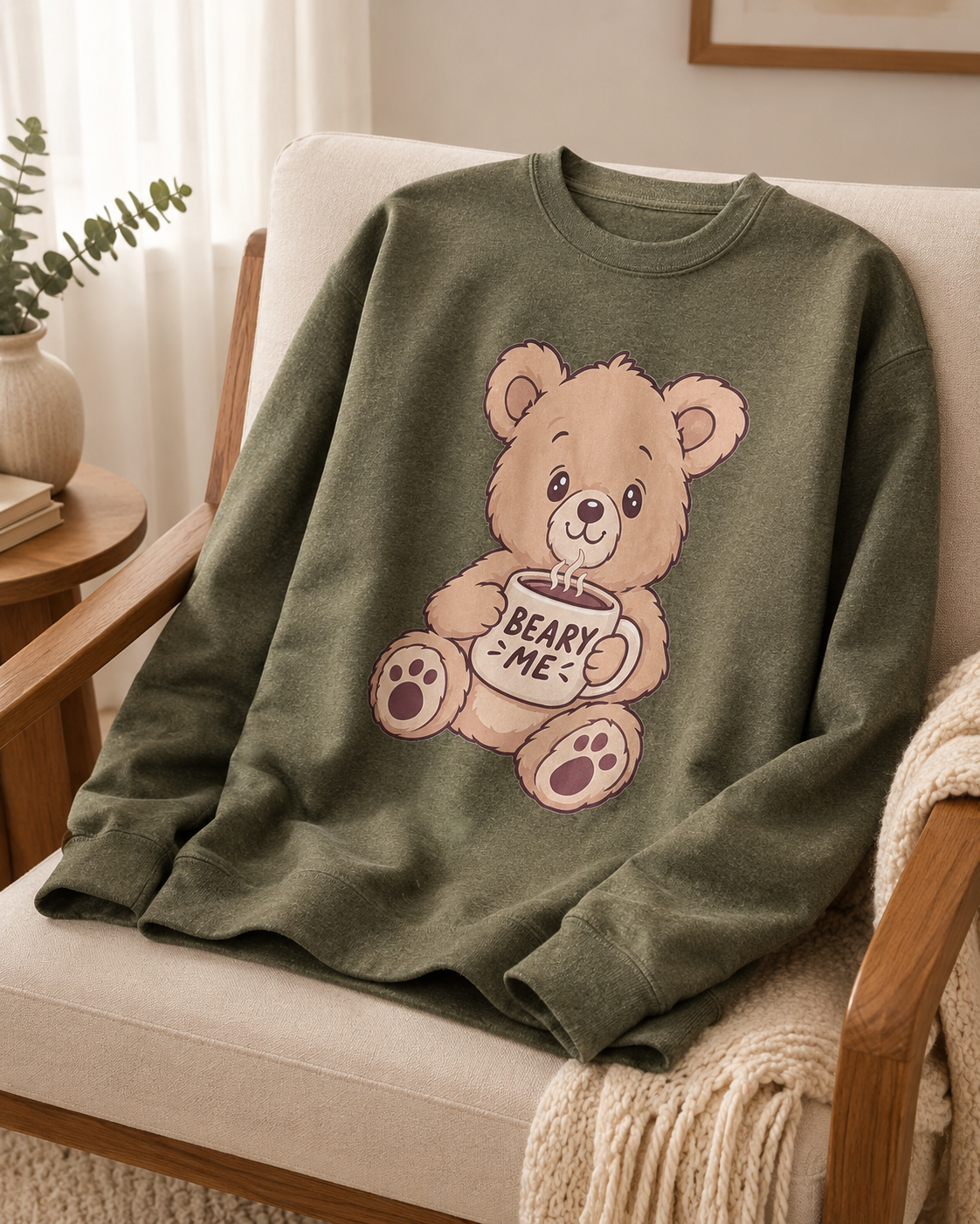Beary Me Crew Sweatshirt, Cozy Bear Sweater, Cute Graphic Sweater, Gift For Animal Lovers, Winter Apparel, Fun Casual Wear