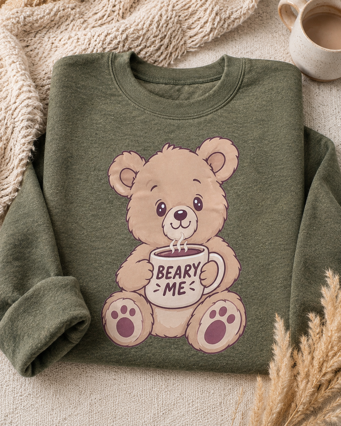 Beary Me Crew Sweatshirt, Cozy Bear Sweater, Cute Graphic Sweater, Gift For Animal Lovers, Winter Apparel, Fun Casual Wear