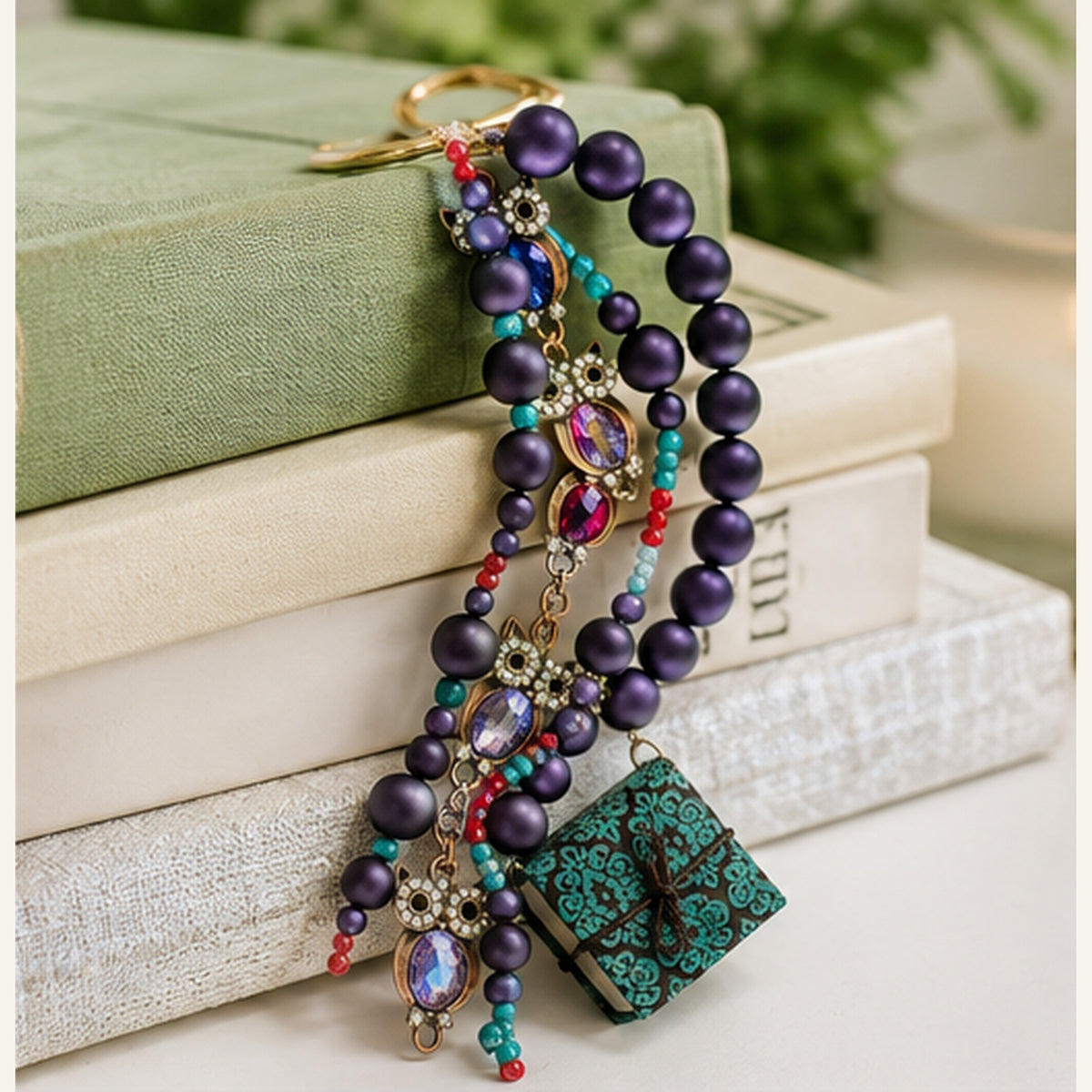 Midnight Storybook Owl Bag Charm