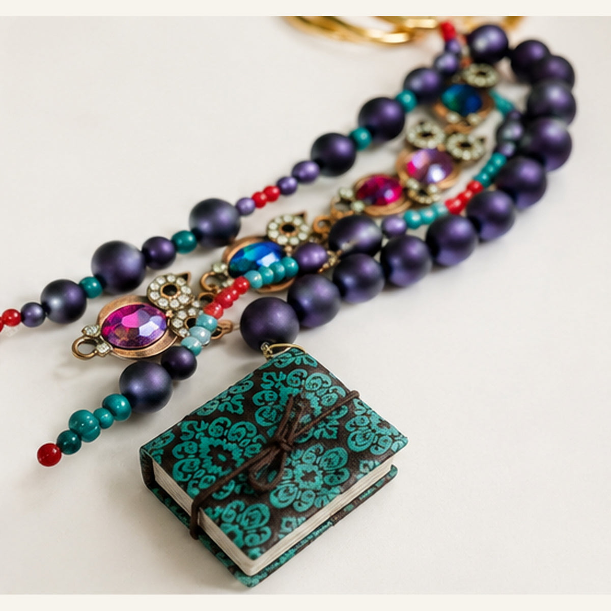 Midnight Storybook Owl Bag Charm